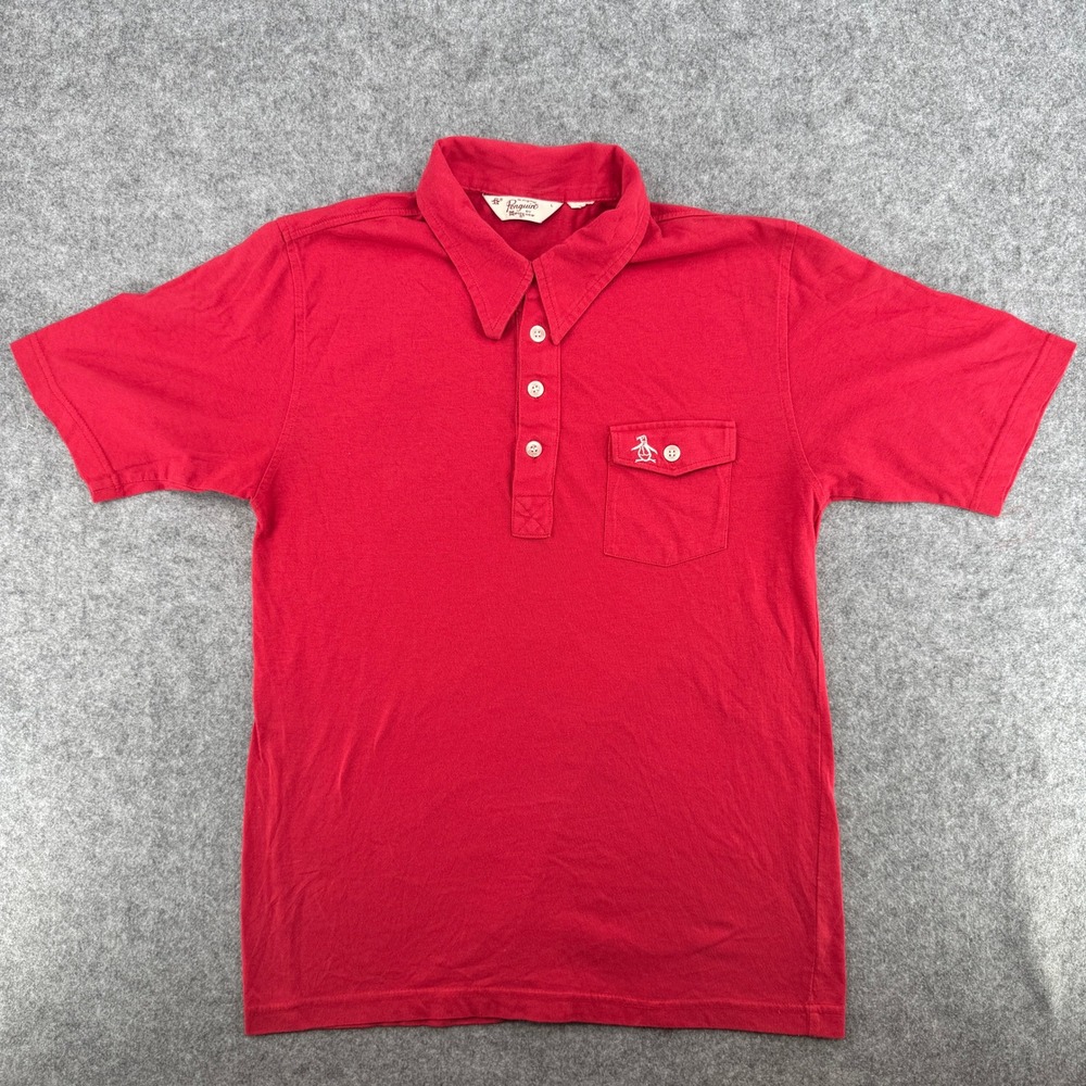 Original Penguin Polo Shirt Mens L Munsingwear Red Single Stitch EUC